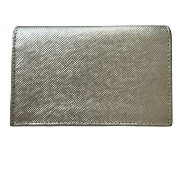 PRADA Saffiano Leather Card Case Wallet Metallic Silver Made in Italy - Picture 4 of 9